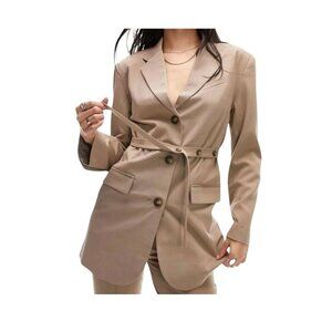 Topshop Farrah Belted Long Blazer Oversized Boyfriend Office Preppy NWOT 8